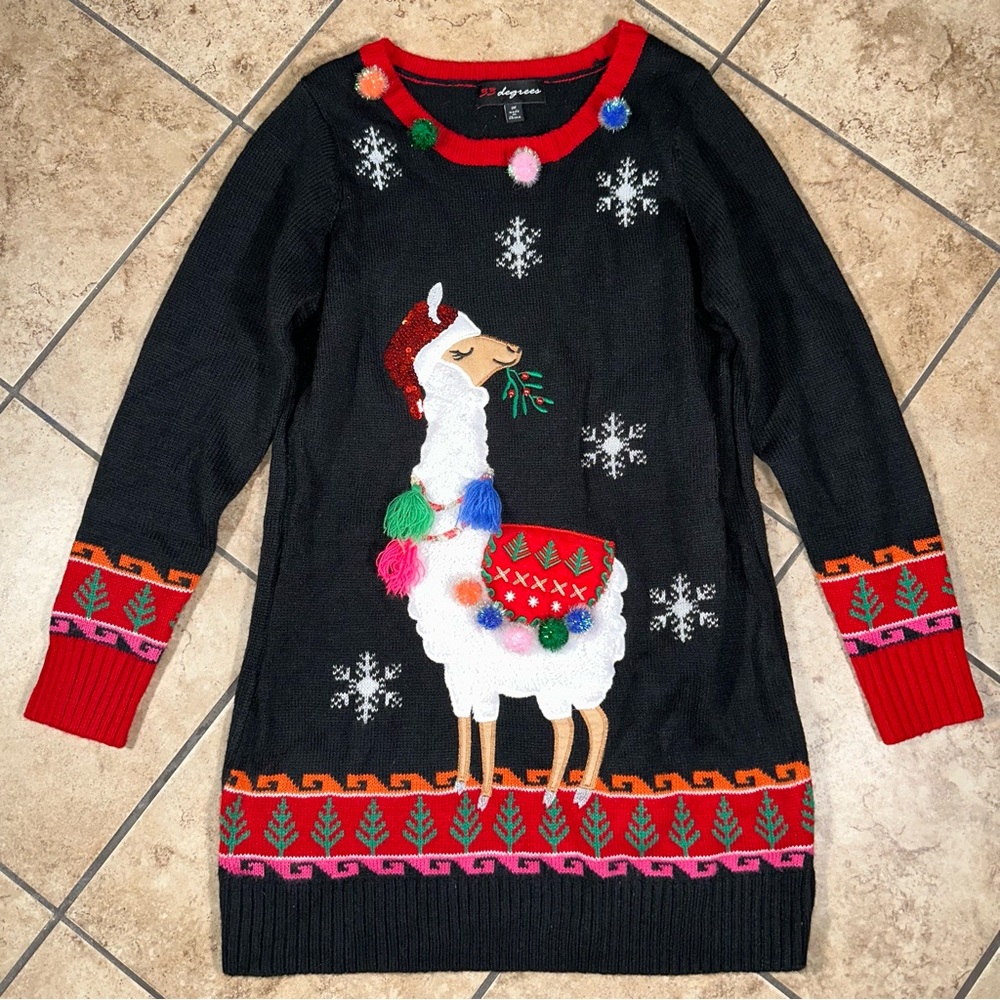 Llama Christmas Sweater Dress